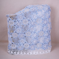 Sky Blue Cutdana Floral Schiffli Embroidery Crepe Fabric DVT-30569