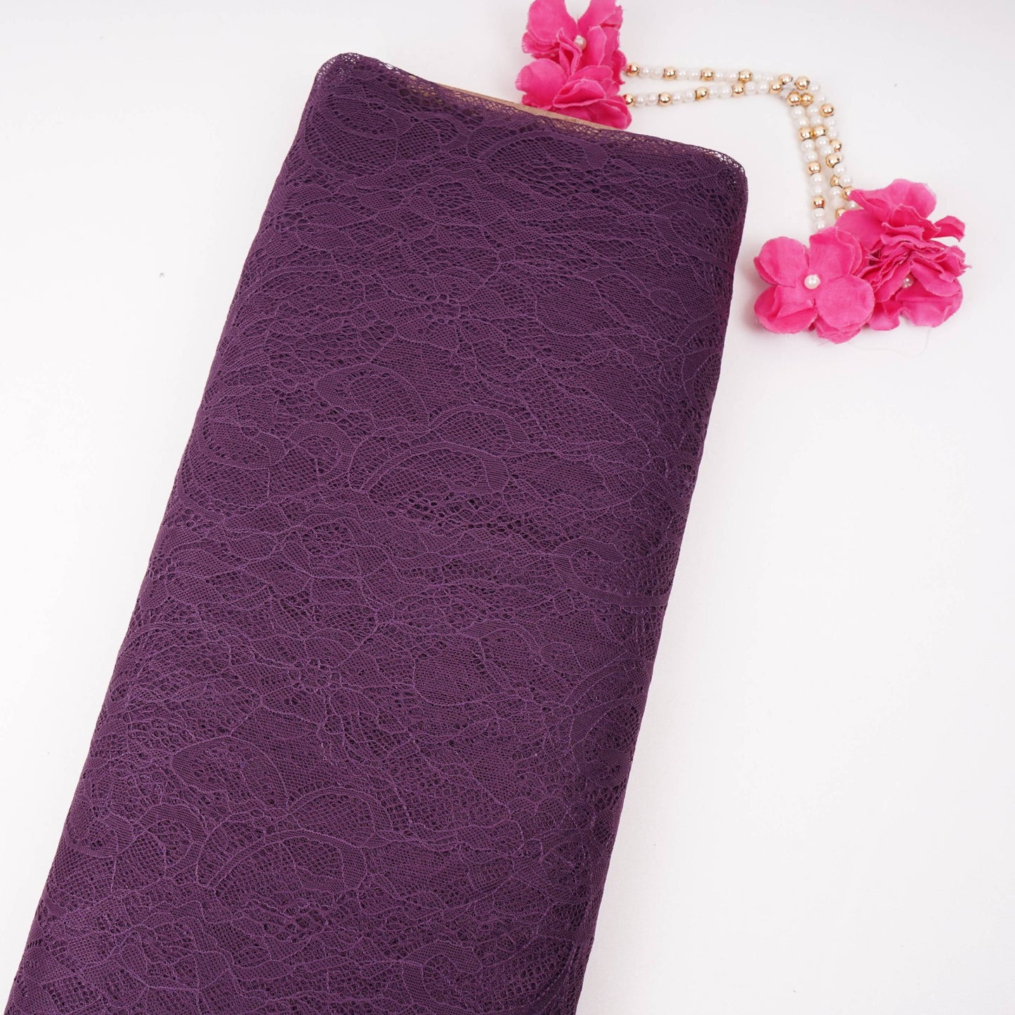 Purple Floral Embroidery Lace Fabric LI-32190