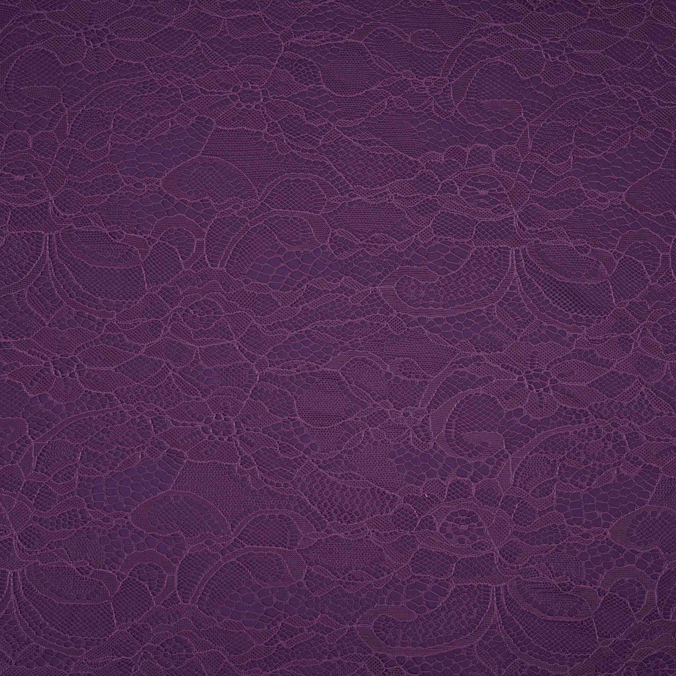 Purple Floral Embroidery Lace Fabric LI-32190 - TradeUNO