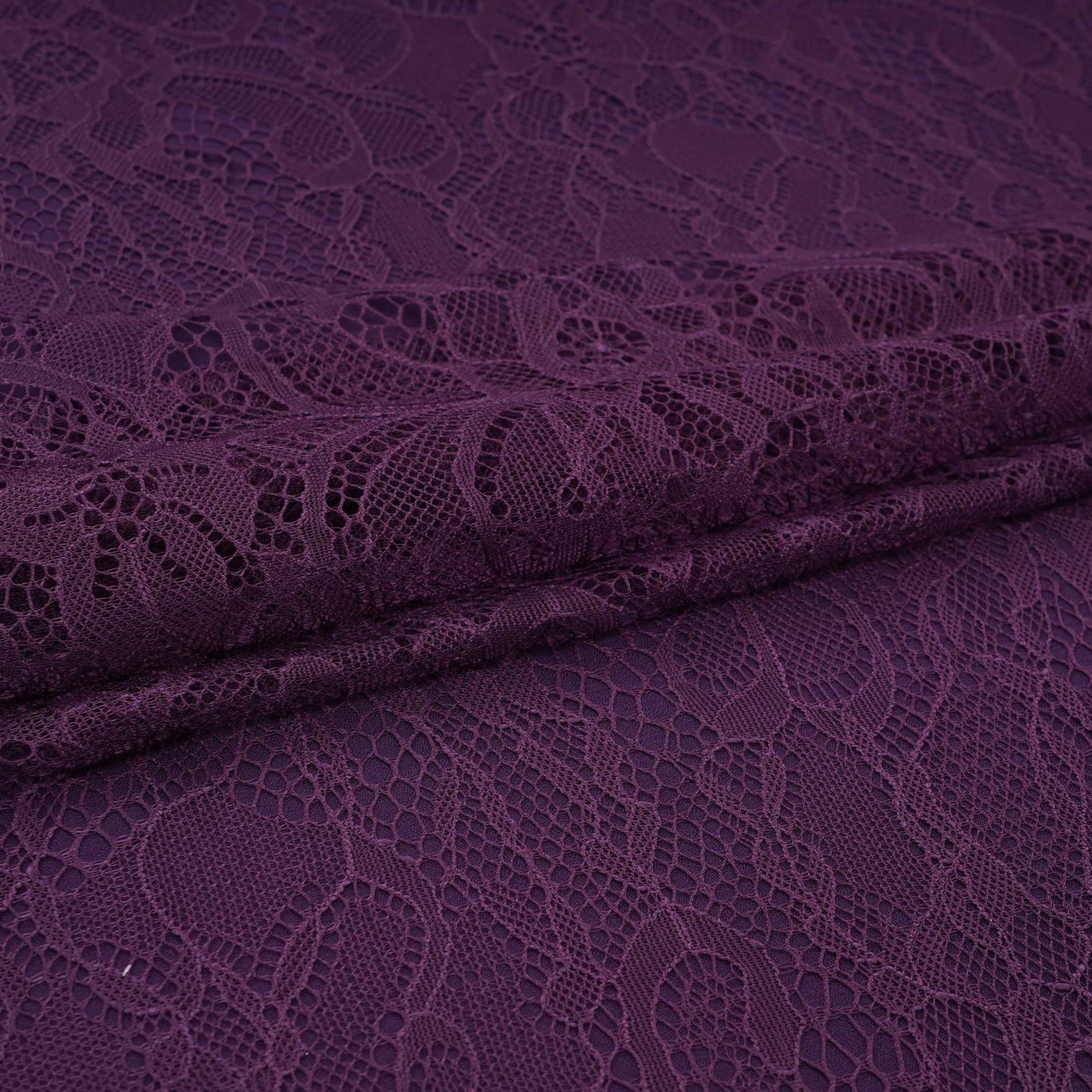 Purple Floral Embroidery Lace Fabric LI-32190 - TradeUNO