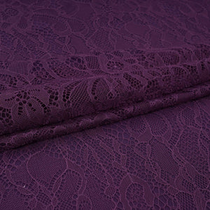 Purple Floral Embroidery Lace Fabric LI-32190 - TradeUNO