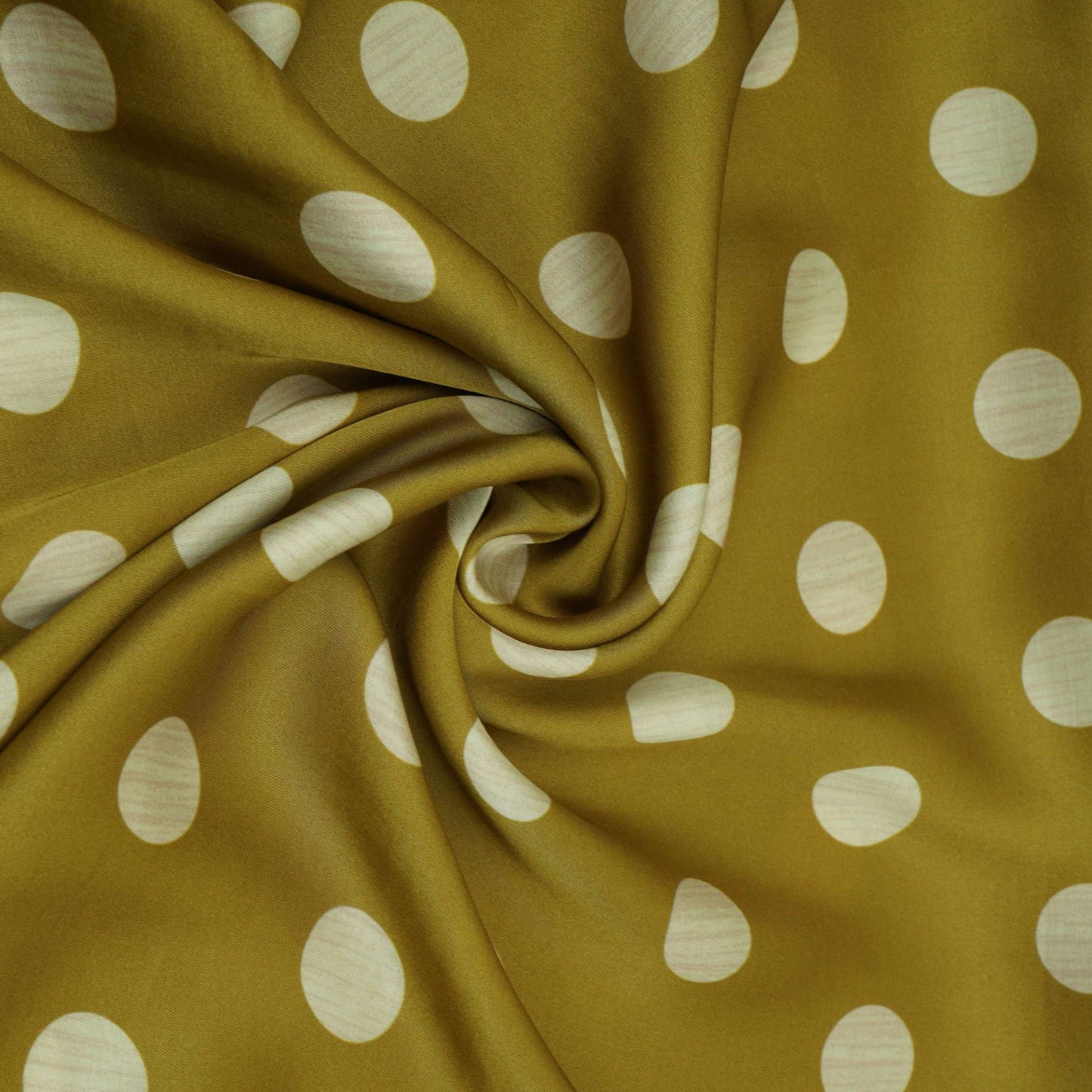 Mehendi Green With Cream Polka Dot Modal Satin Fabric VP-32356