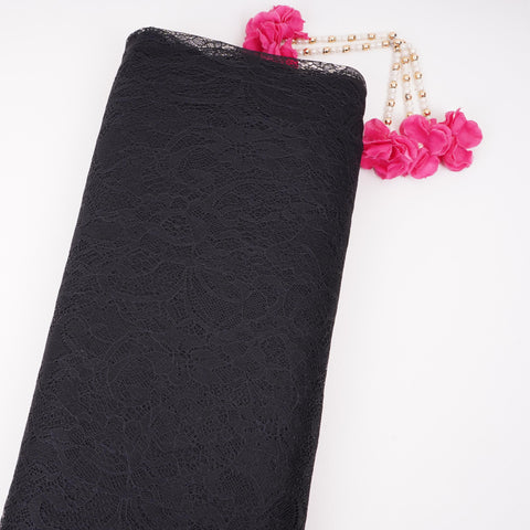 Black Floral Embroidery Lace Fabric LI-32187