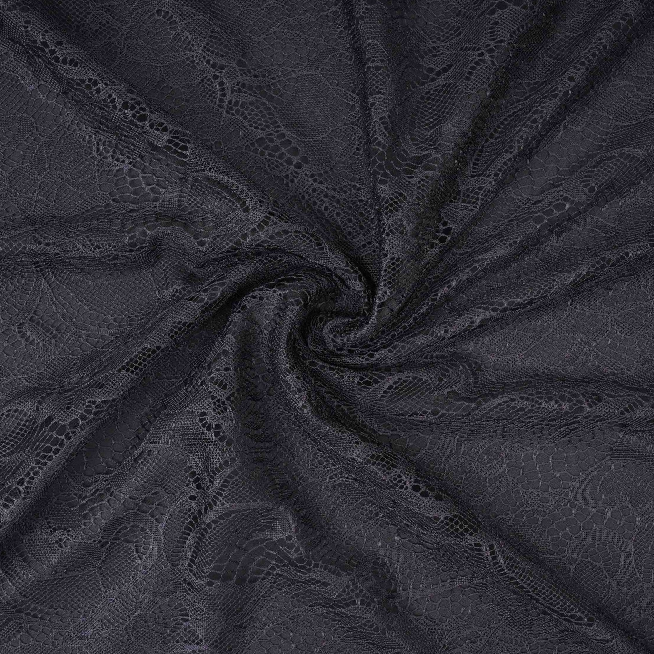 Black Floral Embroidery Lace Fabric LI-32187 - TradeUNO