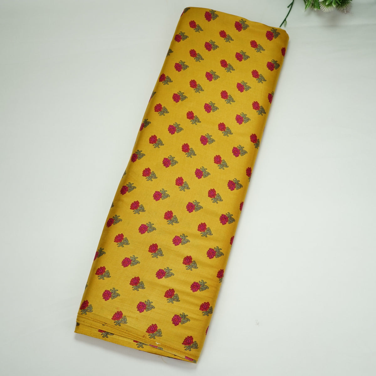 Yellow Floral Motifs Print Modal Satin Fabric