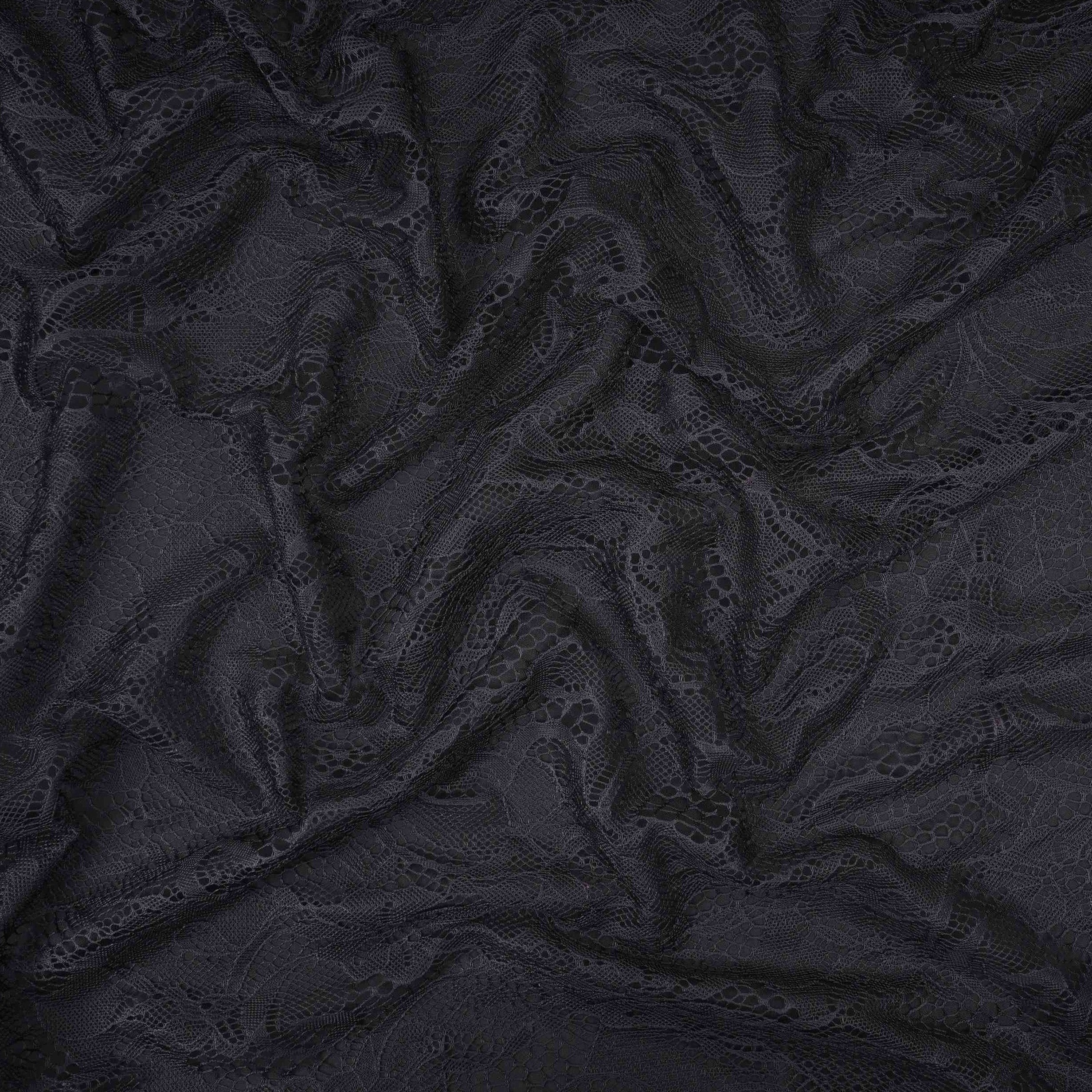 Black Floral Embroidery Lace Fabric LI-32187 - TradeUNO