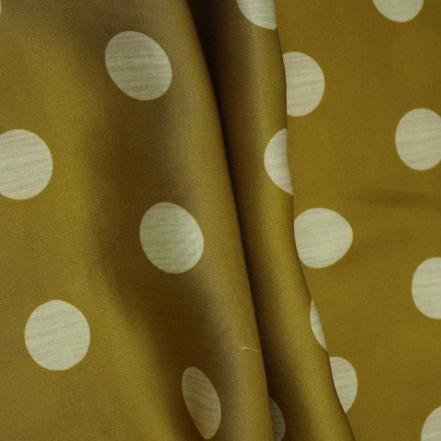 Mehendi Green With Cream Polka Dot Modal Satin Fabric VP-32356