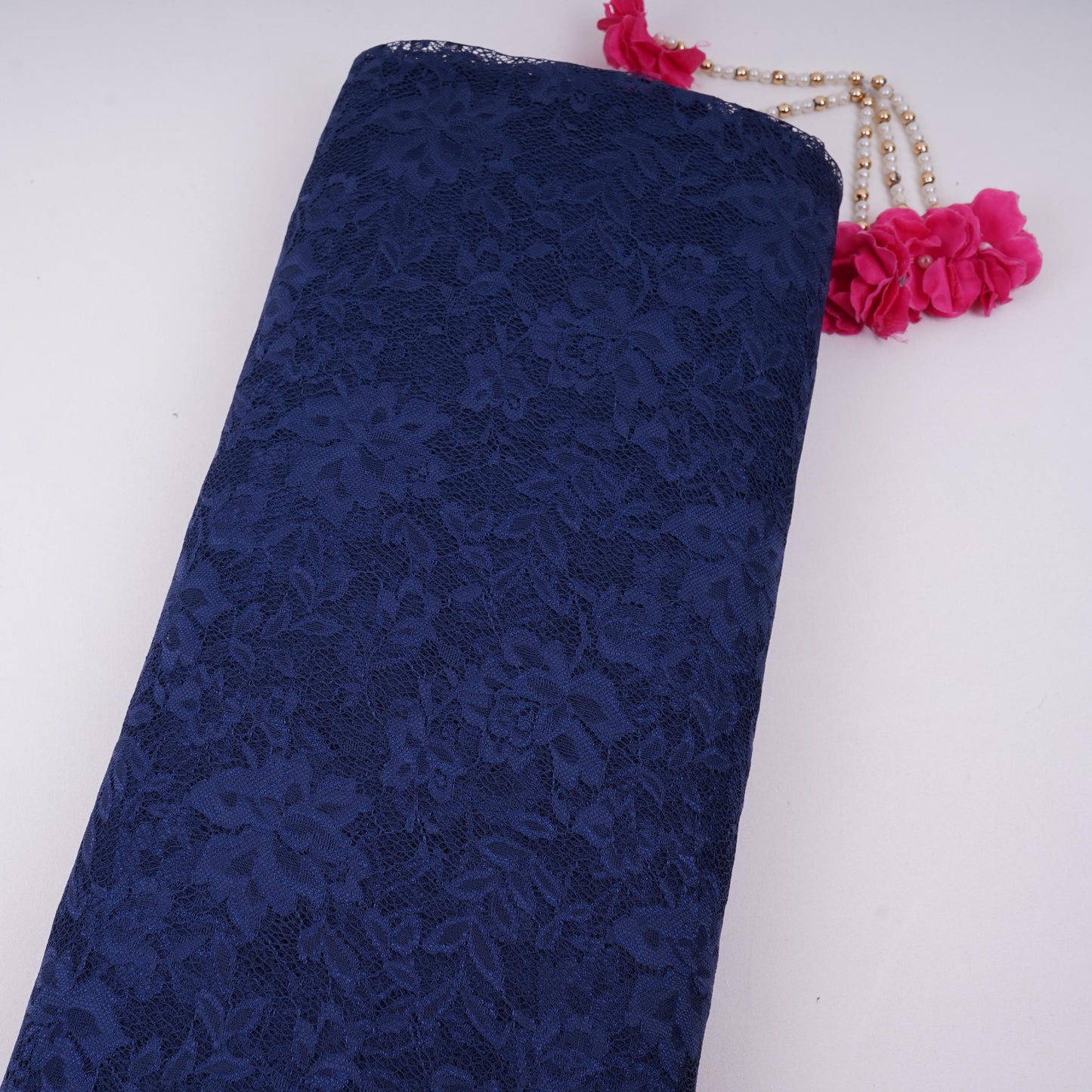 Blue Floral Embroidery Lace Fabric LI-32185