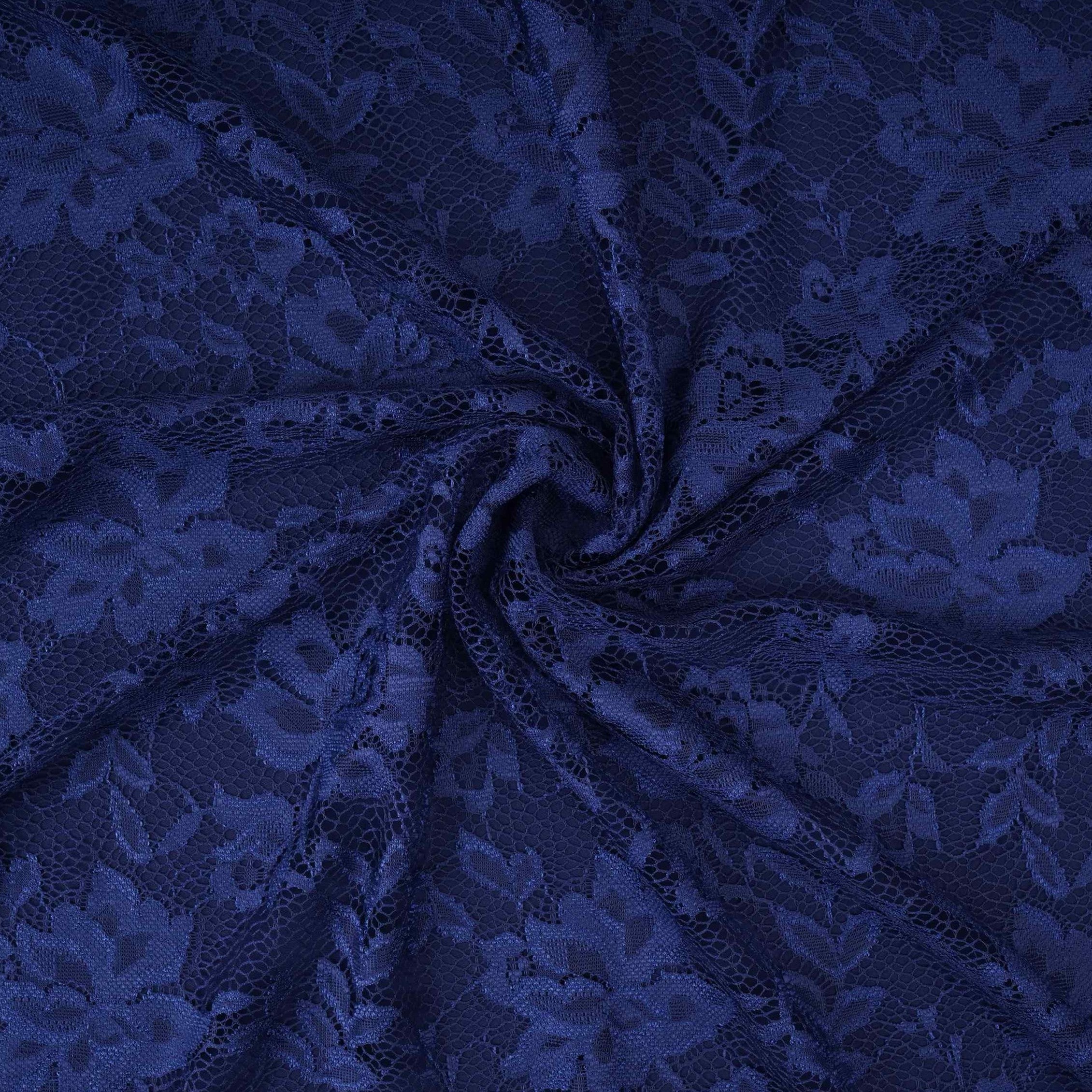 Blue Floral Embroidery Lace Fabric LI-32185 - TradeUNO
