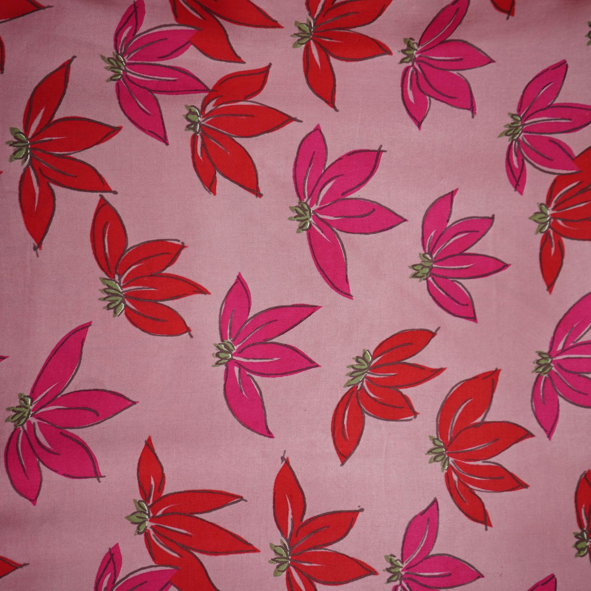 Pink Large Floral Print Modal Satin Fabric