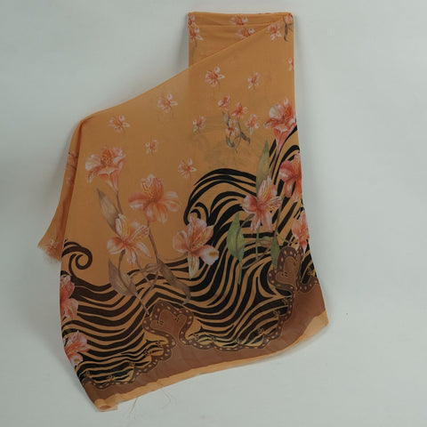 Mustard Floral Print Georgette Fabric VP-32363