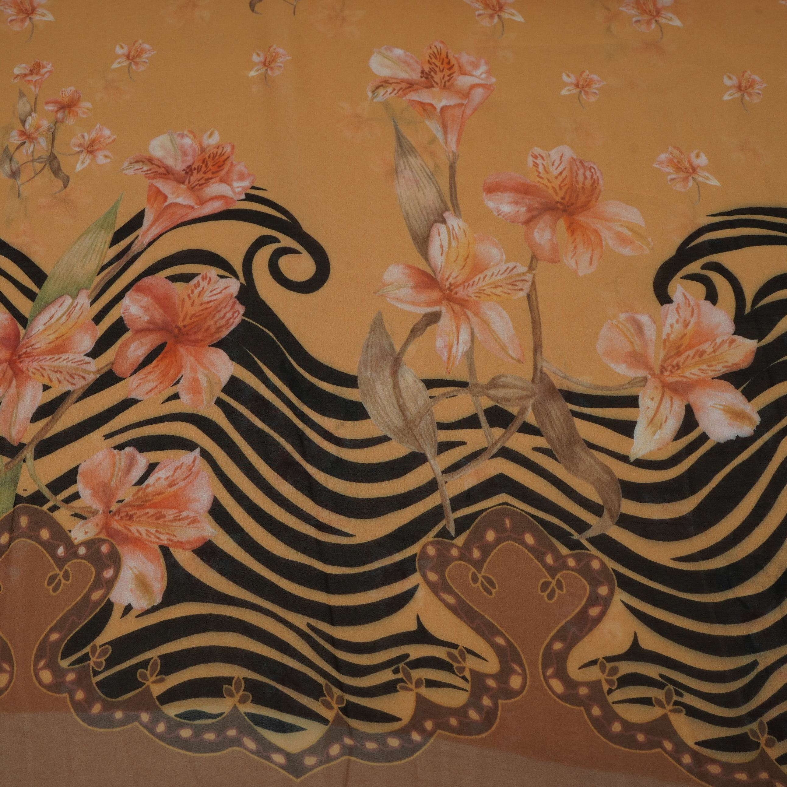 Mustard Floral Print Georgette Fabric VP-32363 - TradeUNO