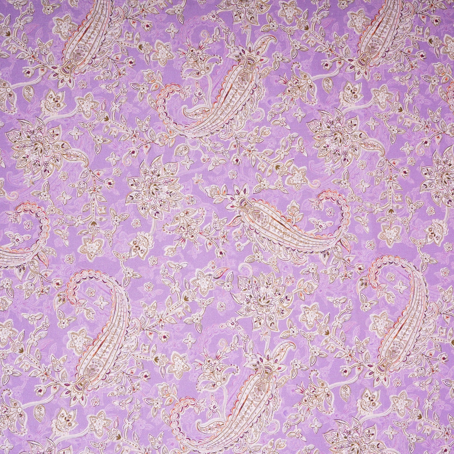 Lavender & Grey Paisley Print Cotton Mulmul Fabric PG-30382