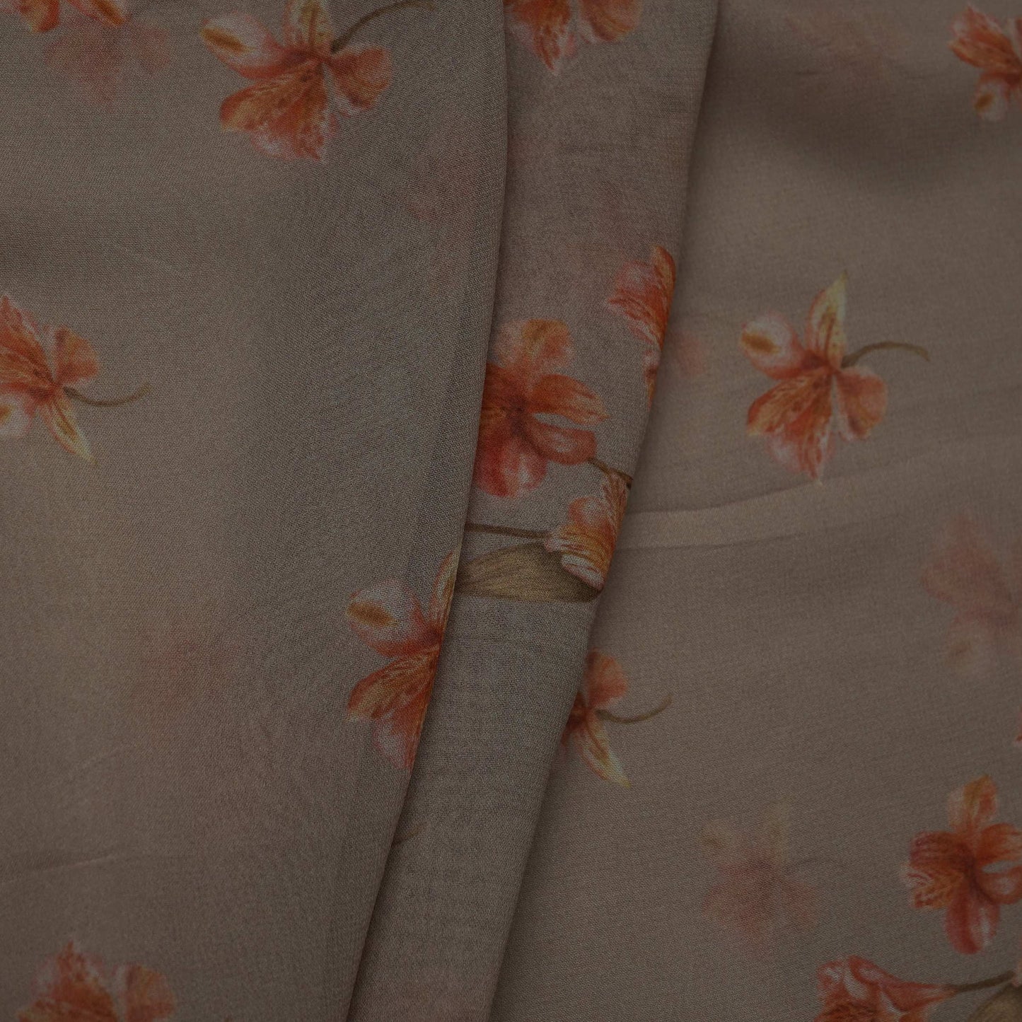 Greige Floral Print Georgette Fabric VP-32361