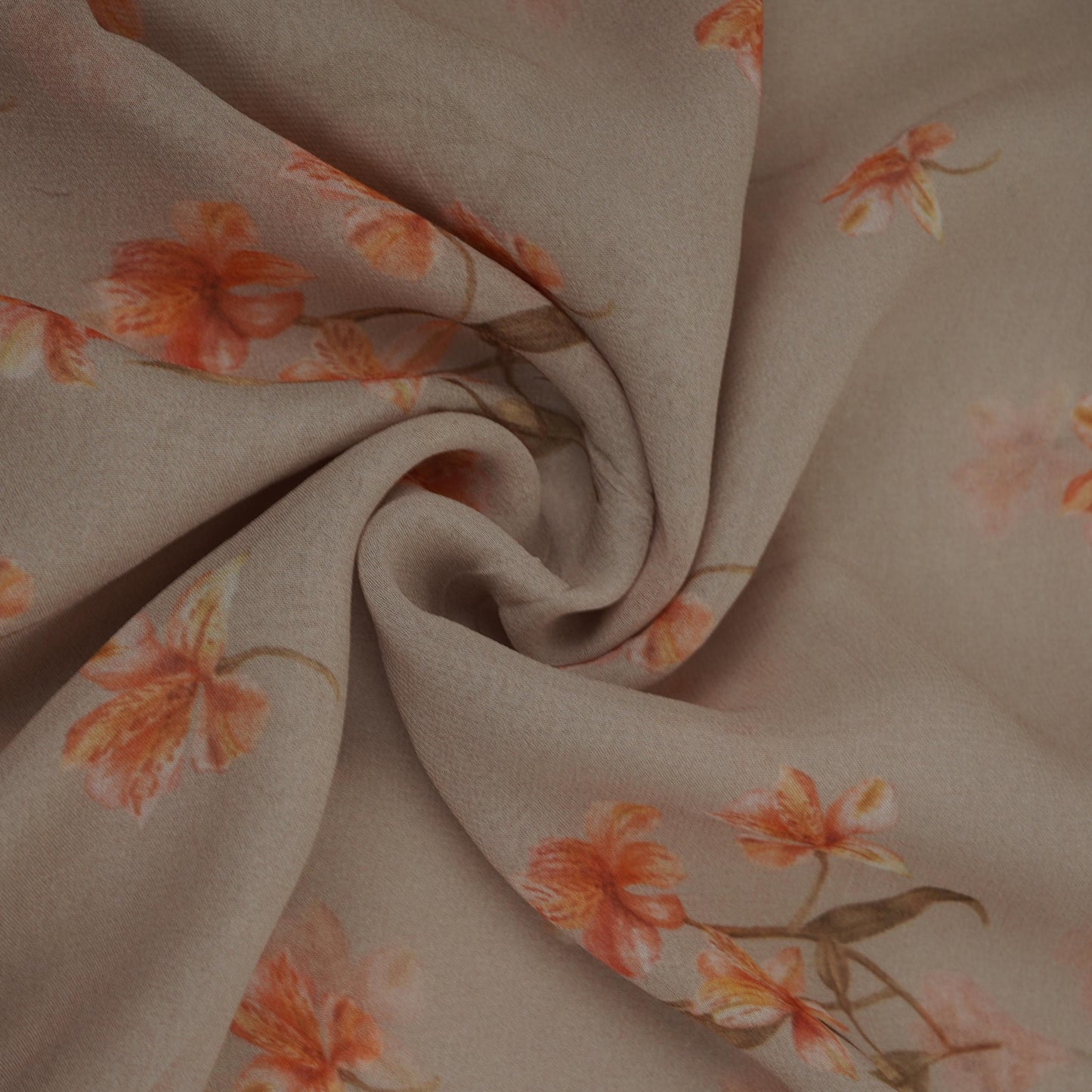 Greige Floral Print Georgette Fabric VP-32361