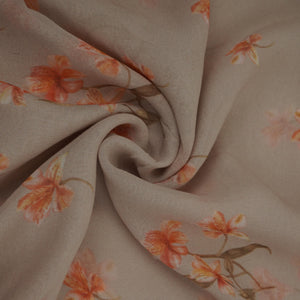 Greige Floral Print Georgette Fabric VP-32361 - TradeUNO