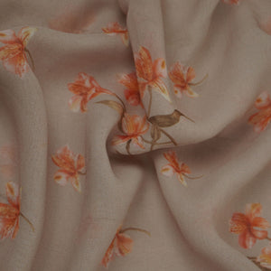 Greige Floral Print Georgette Fabric VP-32361 - TradeUNO