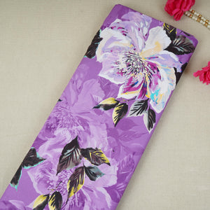 Violet Floral Print Cotton Mulmul Fabric PG-30383 - TradeUNO