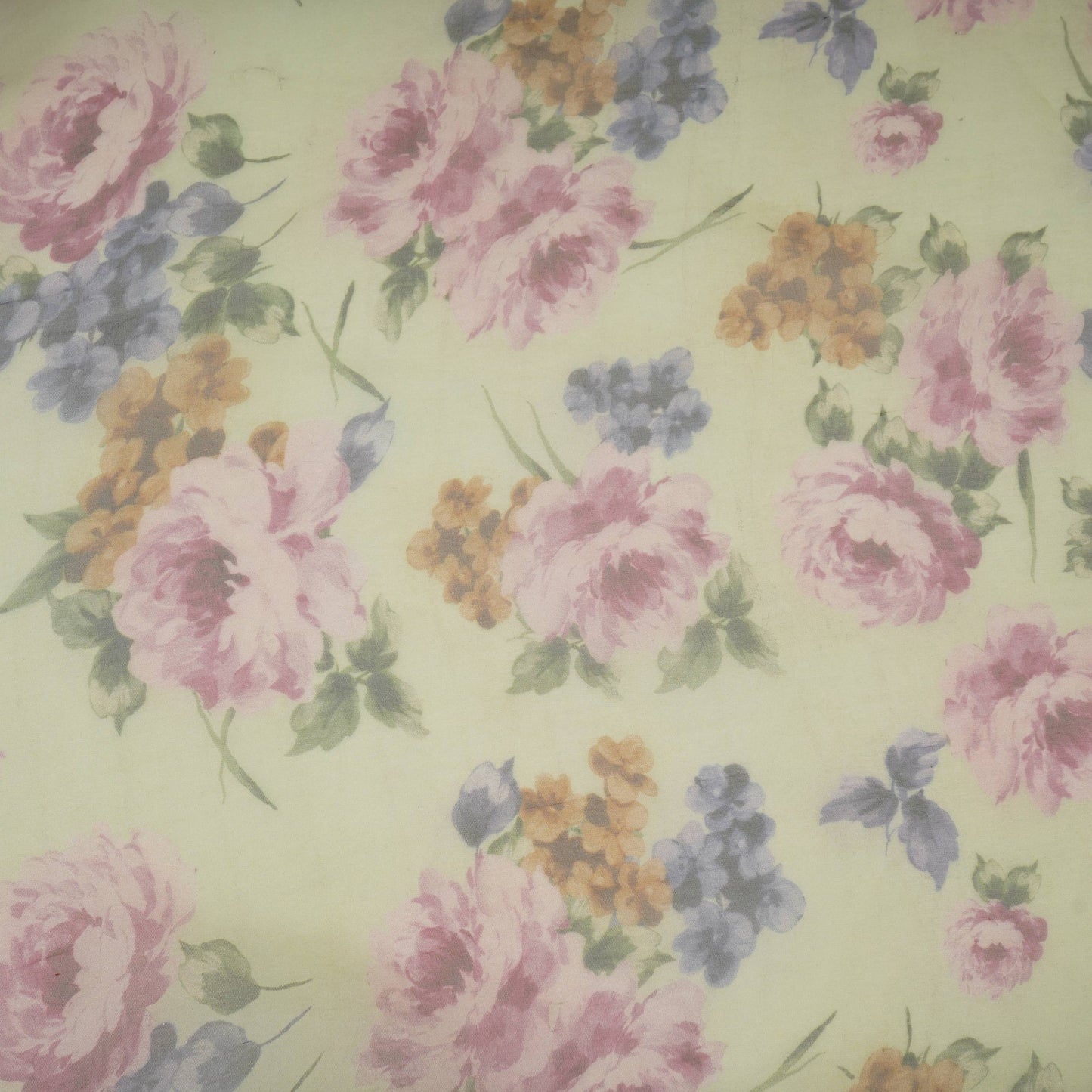 Sage Green floral print 22gm Pure Silk Organza Fabric GTS-31141
