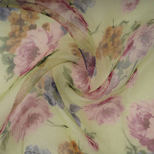 Sage Green floral print 22gm Pure Silk Organza Fabric GTS-31141 - TradeUNO