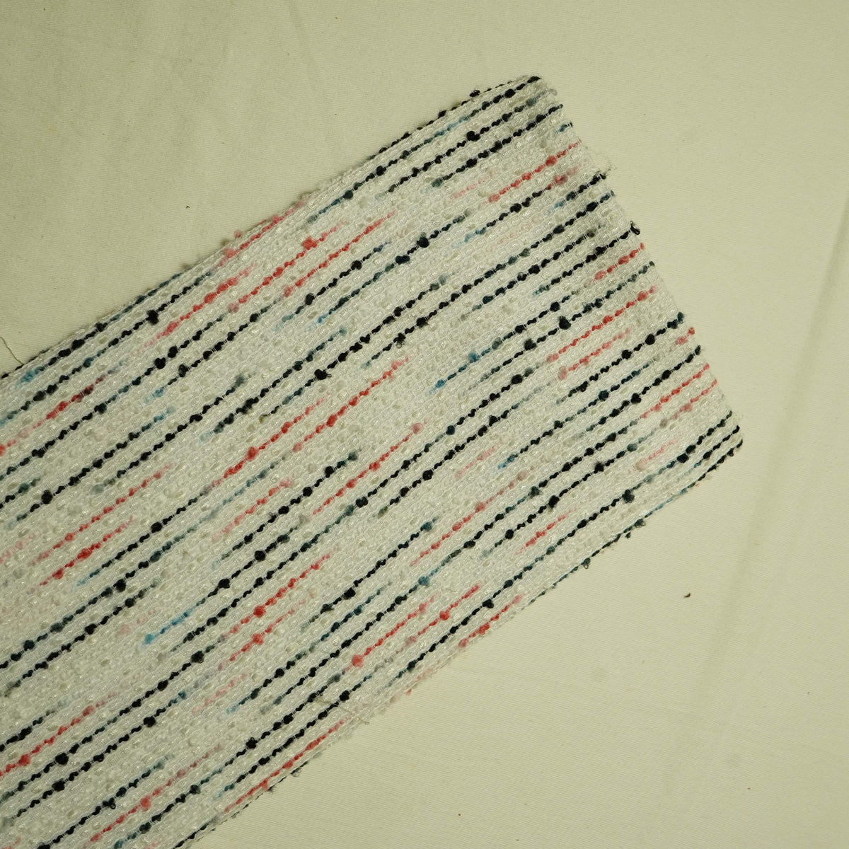 Premium White Multicolor Tweed Fabric