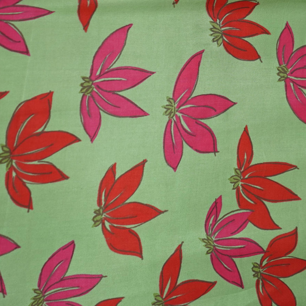 Grey Floral Print Modal Satin Fabric