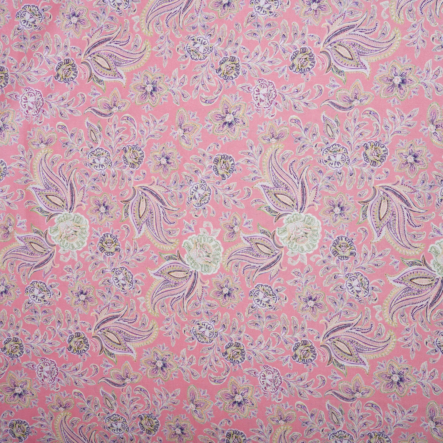Pink Paisley Print Cotton Mulmul Fabric PG-30465