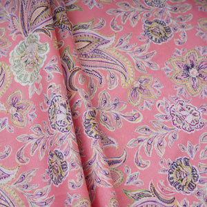 Pink Paisley Print Cotton Mulmul Fabric PG-30465 - TradeUNO