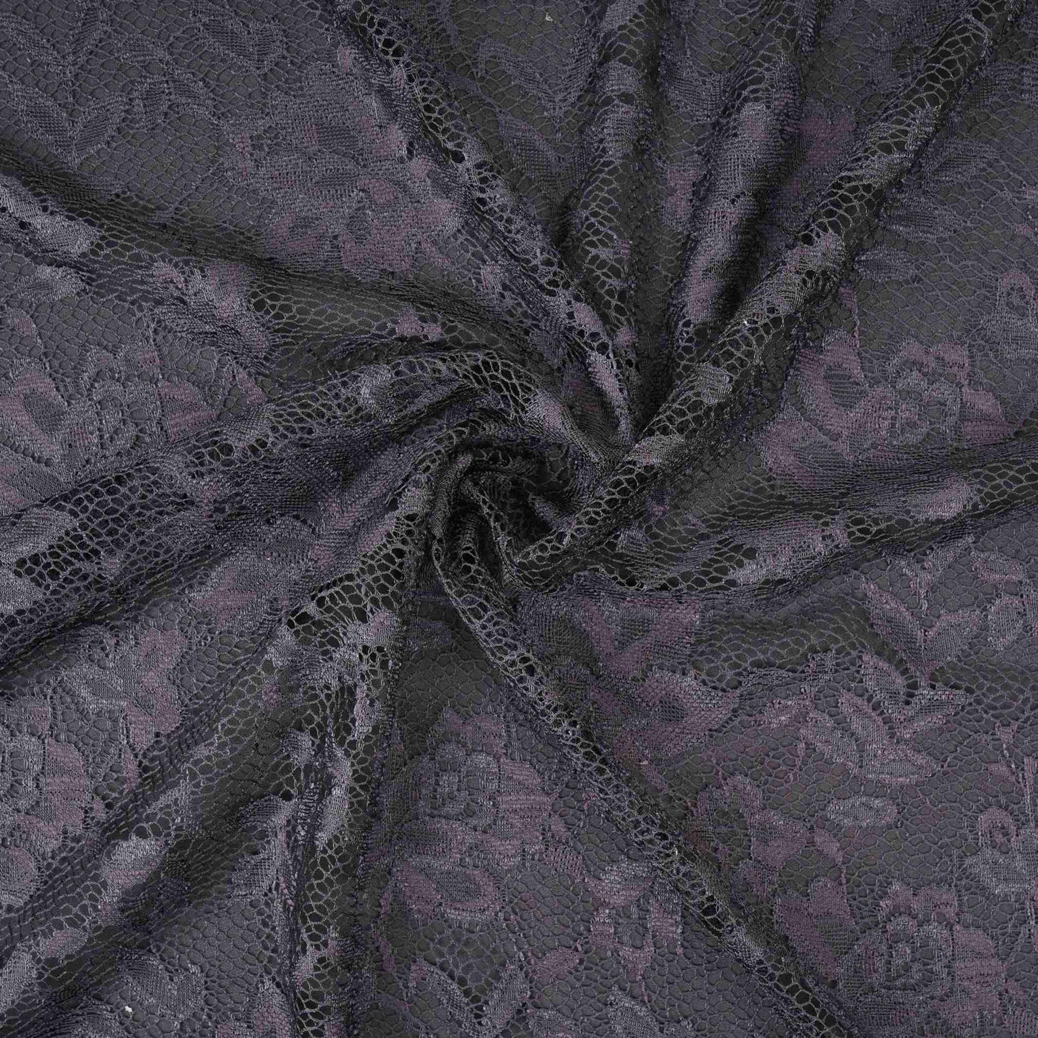 Black Floral Embroidery Lace Fabric LI-32186 - TradeUNO