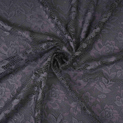 Black Floral Embroidery Lace Fabric LI-32186