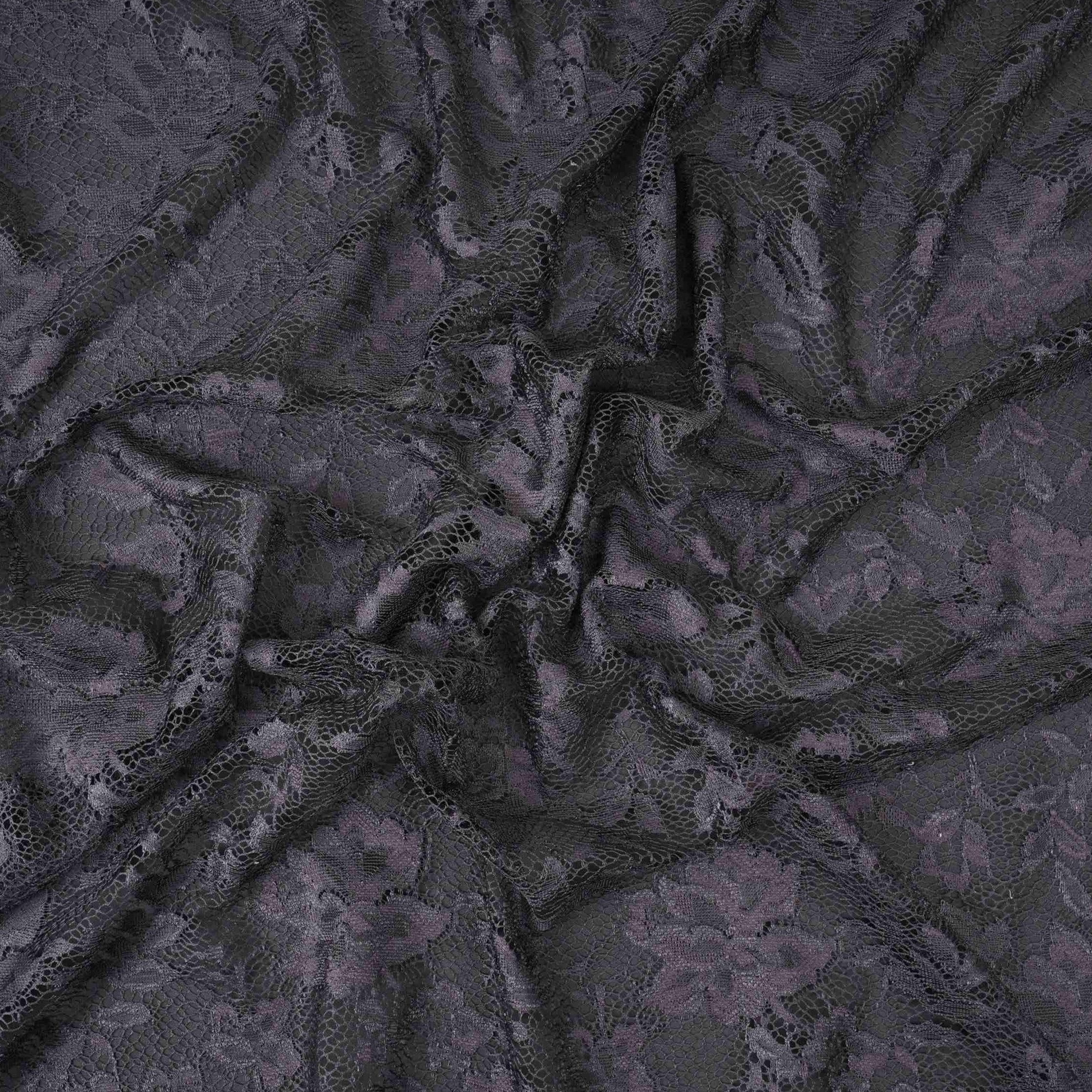 Black Floral Embroidery Lace Fabric LI-32186 - TradeUNO