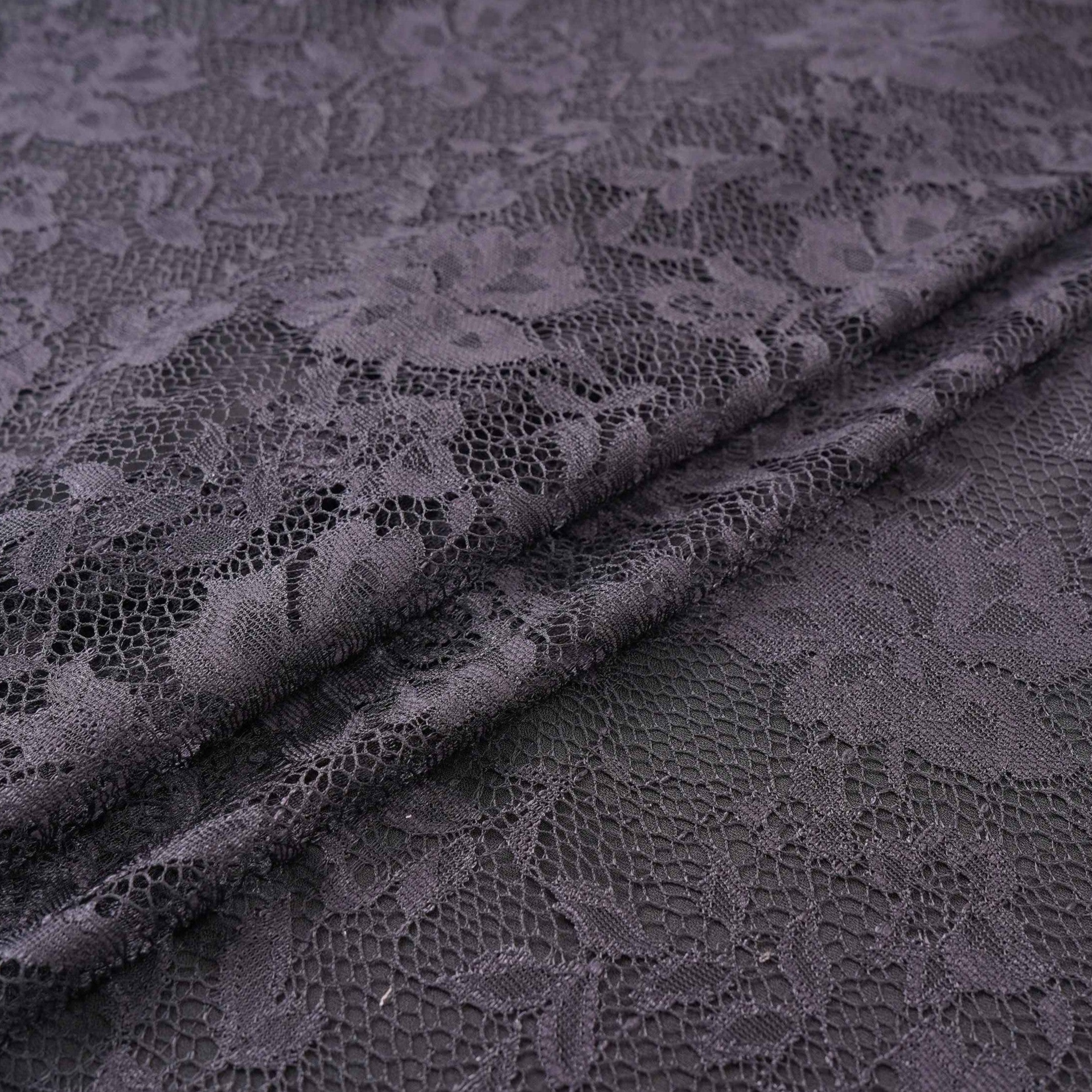 Black Floral Embroidery Lace Fabric LI-32186 - TradeUNO