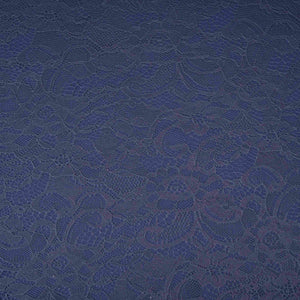 Navy Blue Floral Embroidery Lace Fabric LI-32192 - TradeUNO