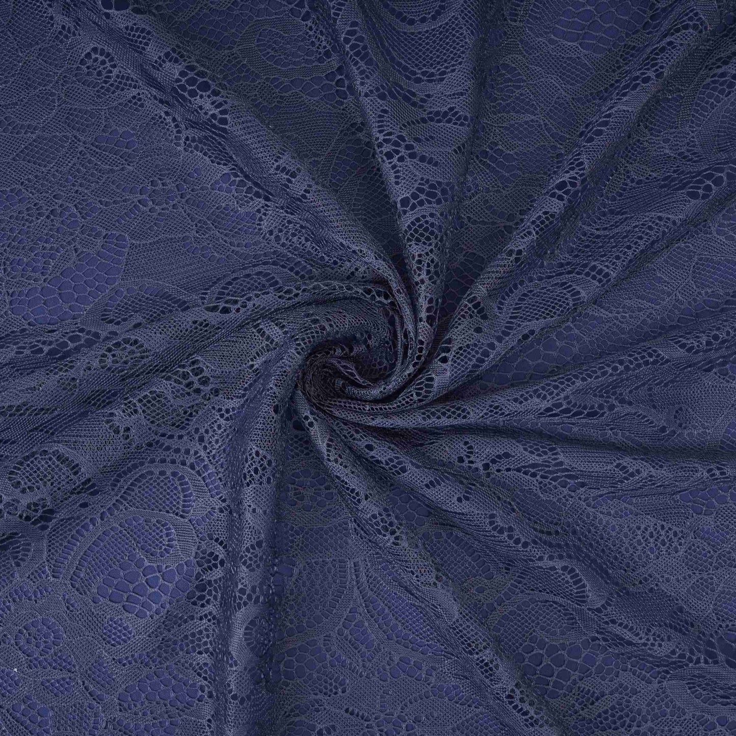 Navy Blue Floral Embroidery Lace Fabric LI-32192
