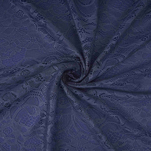 Navy Blue Floral Embroidery Lace Fabric LI-32192 - TradeUNO