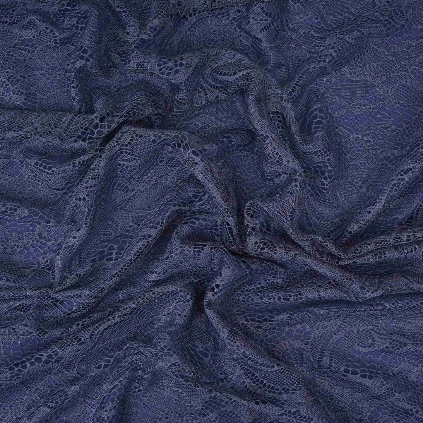 Navy Blue Floral Embroidery Lace Fabric LI-32192