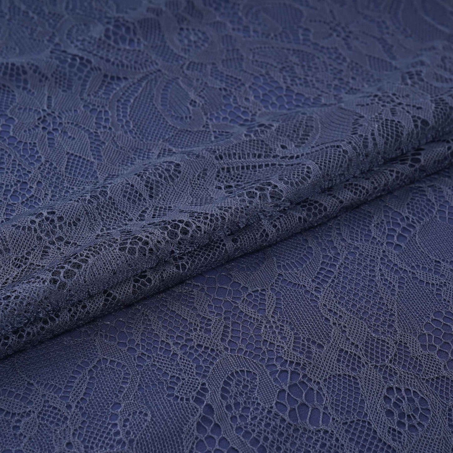Navy Blue Floral Embroidery Lace Fabric LI-32192