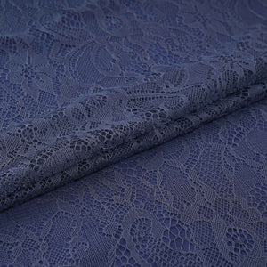 Navy Blue Floral Embroidery Lace Fabric LI-32192 - TradeUNO