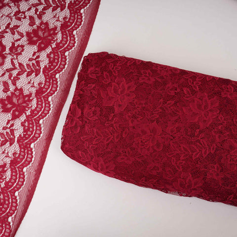 Red Floral Embroidery Lace Fabric LI-32184