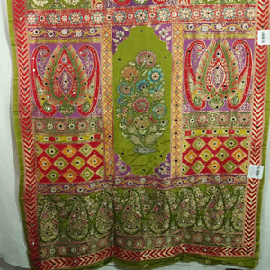 Light Green Floral Multicolor Mirror Work Jacquard Dupatta SU-33633 – image 2 of 2