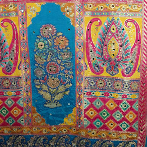 Blue Floral Multicolor Mirror Work Jacquard Dupatta SU-33638 – image 2 of 2