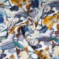 Cream with Black Floral Print Cotton Satin Fabric PG-30442