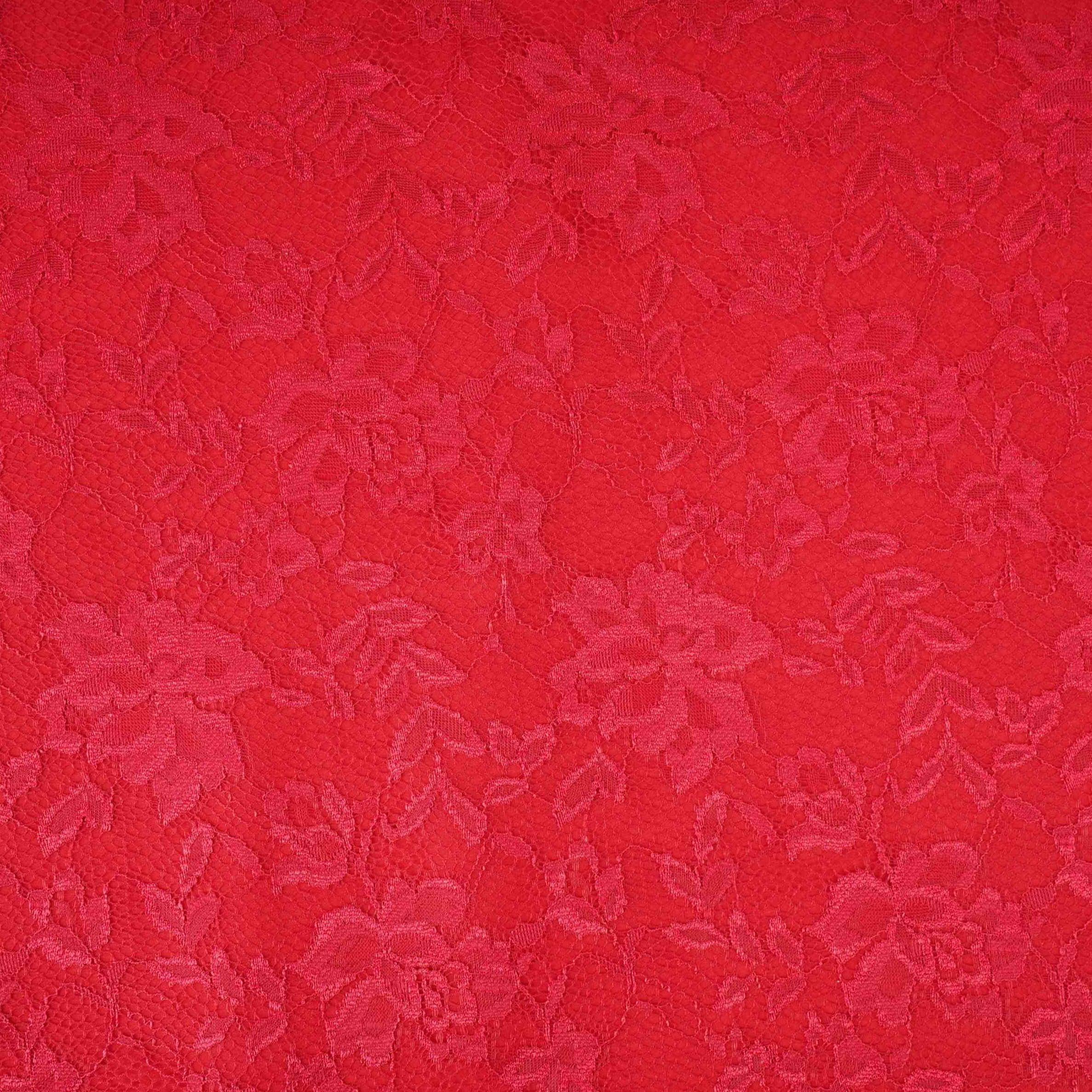 Red Floral Embroidery Lace Fabric LI-32184 - TradeUNO