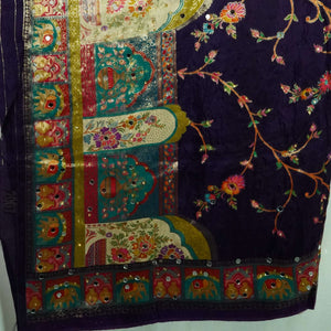 Purple Gharchola Multicolor Zari Mirror Work Jacquard Dupatta SU-33645 – image 2 of 3