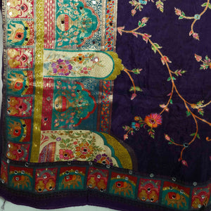 Purple Gharchola Multicolor Zari Mirror Work Jacquard Dupatta SU-33645 – image 3 of 3
