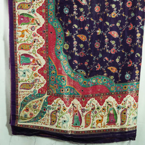 Purple Floral Multicolor Mirror Work Jacquard Dupatta SU-33642 – image 2 of 4