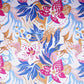 Blue with White Floral Print Cotton Satin Fabric PG-30437