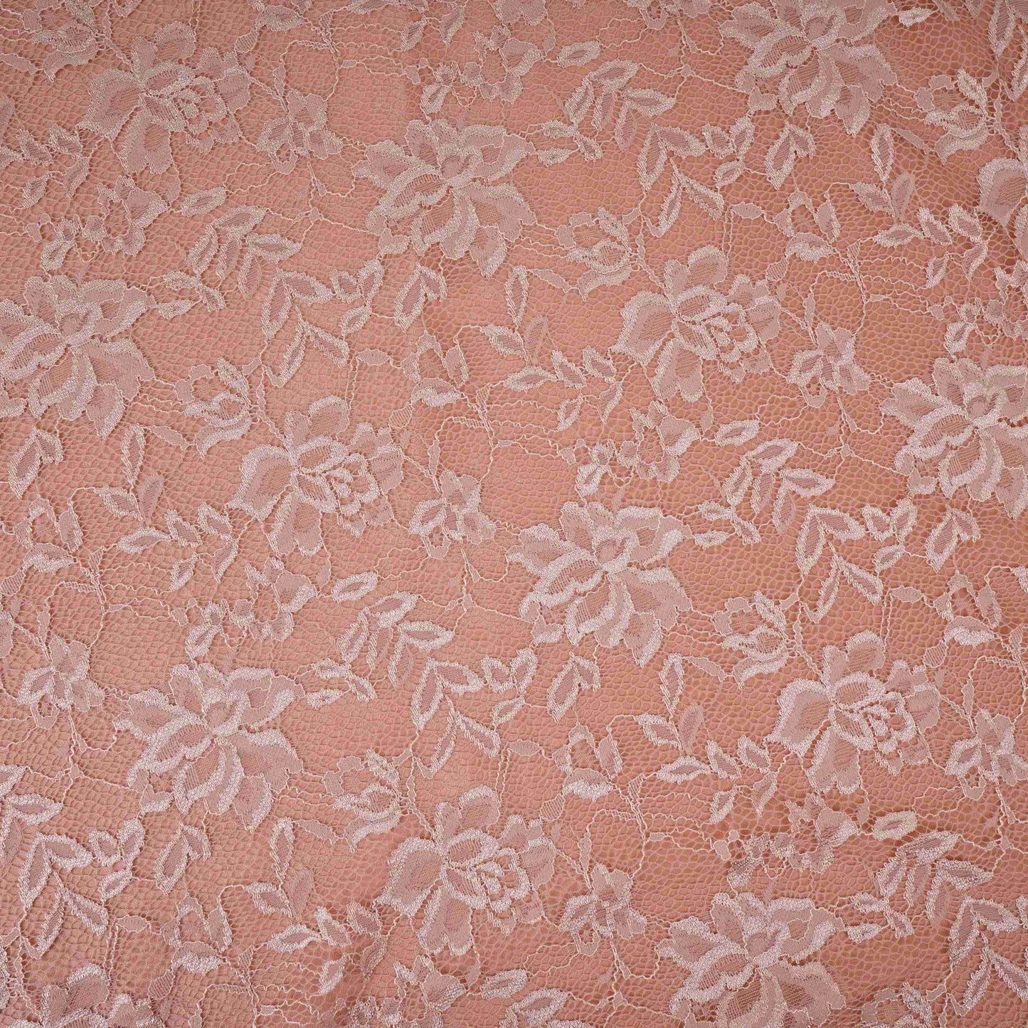Peach Floral Embroidery Lace Fabric LI-32183
