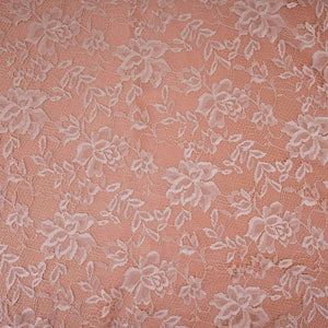 Peach Floral Embroidery Lace Fabric LI-32183 - TradeUNO