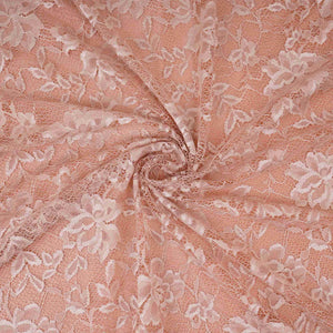 Peach Floral Embroidery Lace Fabric LI-32183 - TradeUNO